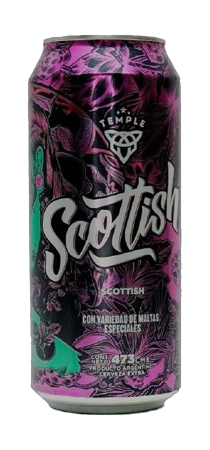Lata cerveza rubia scottish temple