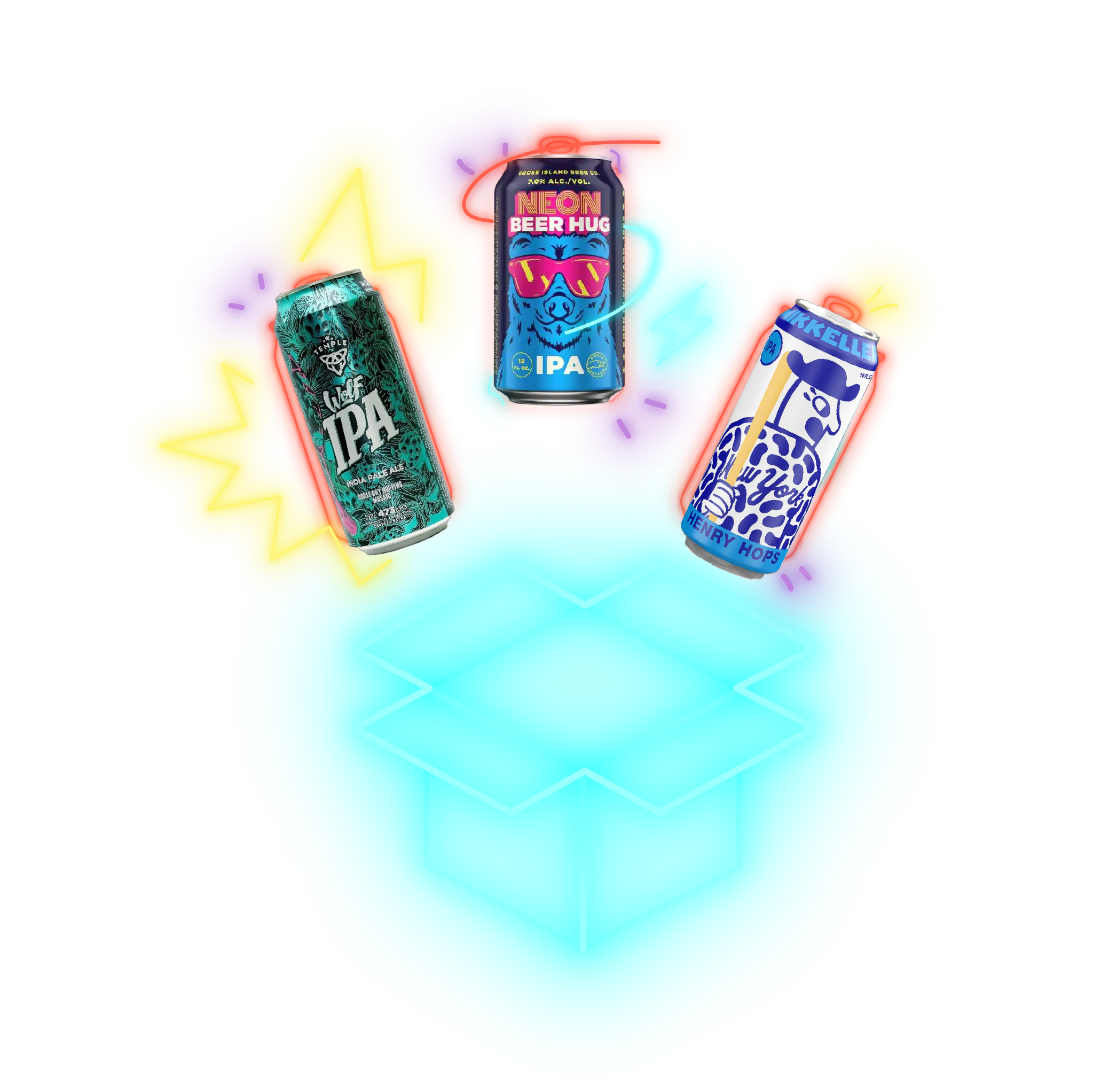 ilustracion de caja con latas de cerveza